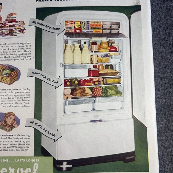 1947 Servel Gas Refrigerators "Stays Silent. Lasts Longer." Vintage Print‎ Ad - Picture 8 of 16
